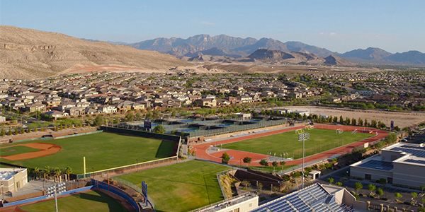 Aerial view of Bishop Gorman High School in Summerlin