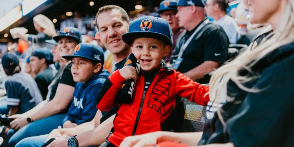 Little boy at the grand opening of Las Vegas Ballpark